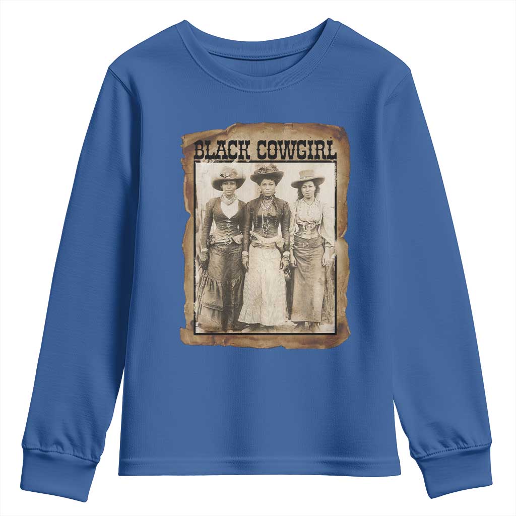 Black Cowgirl Pride Youth Sweatshirt Western Black History Month Gift - African Pride