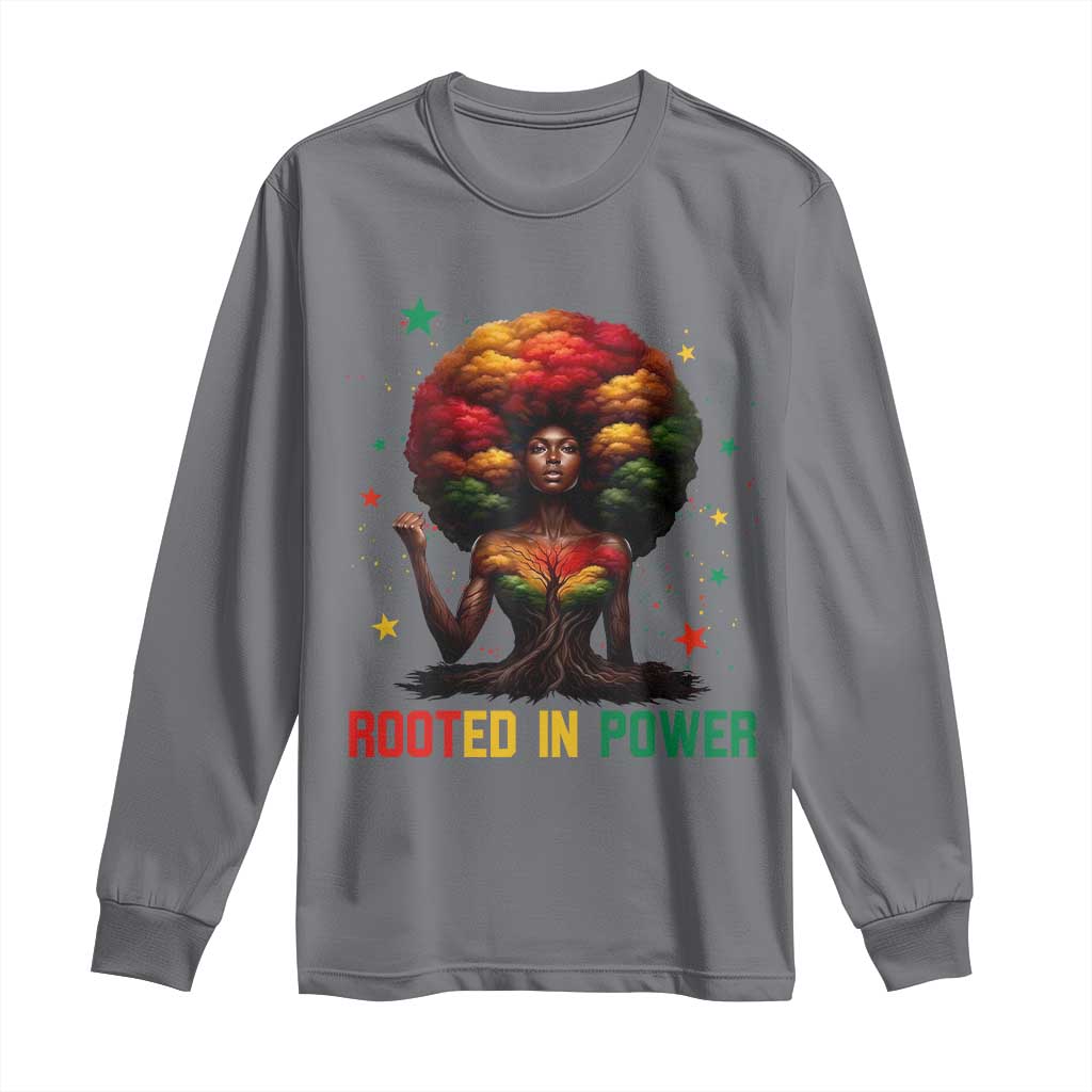 Melanin Queen Rooted In Power Long Sleeve Shirt African American Afro Tree Of Life - African Pride