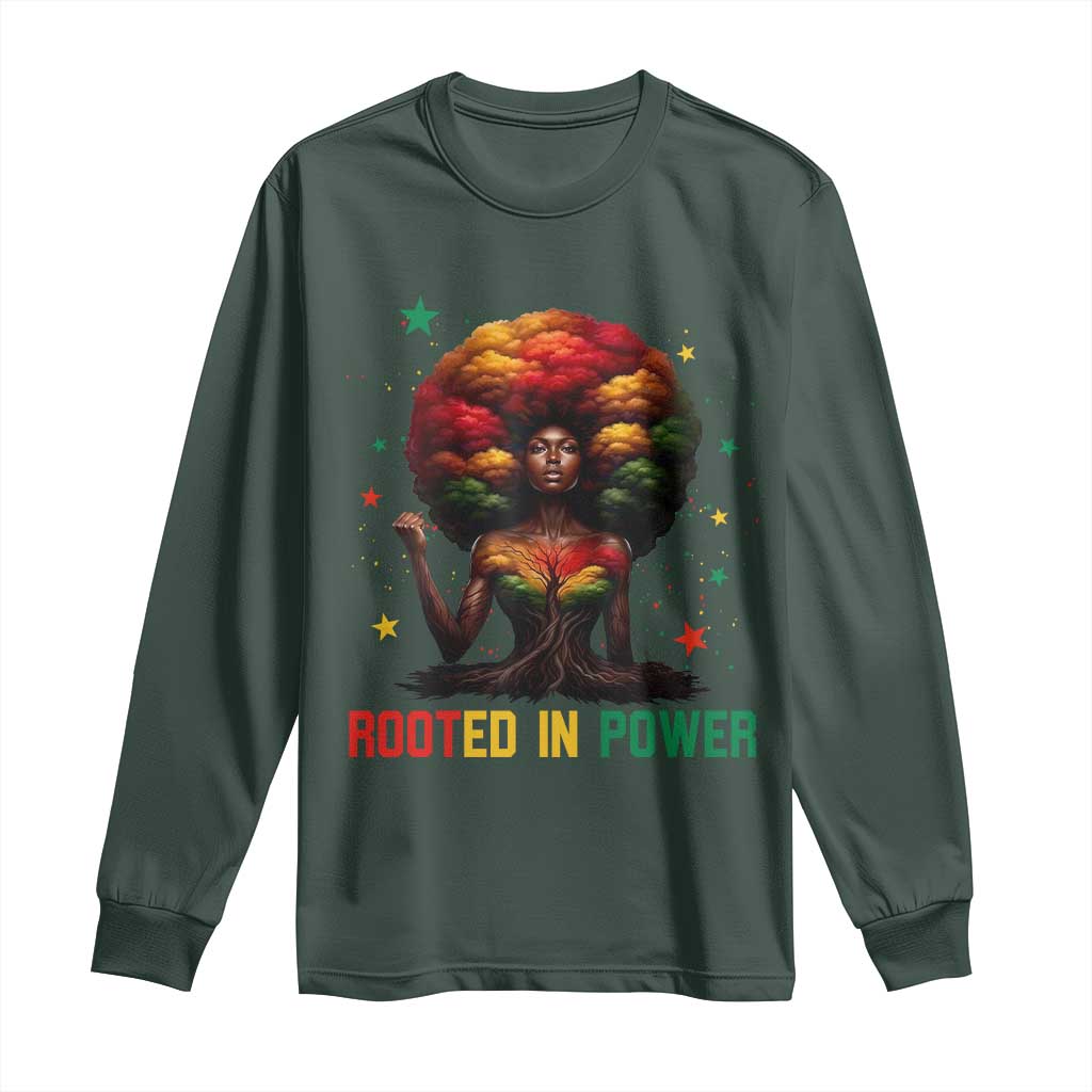 Melanin Queen Rooted In Power Long Sleeve Shirt African American Afro Tree Of Life - African Pride