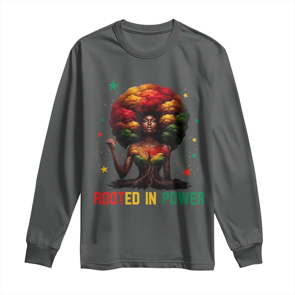 Melanin Queen Rooted In Power Long Sleeve Shirt African American Afro Tree Of Life - African Pride