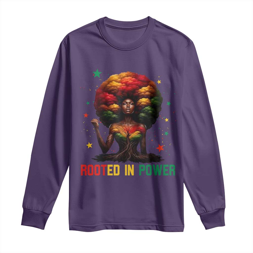 Melanin Queen Rooted In Power Long Sleeve Shirt African American Afro Tree Of Life - African Pride