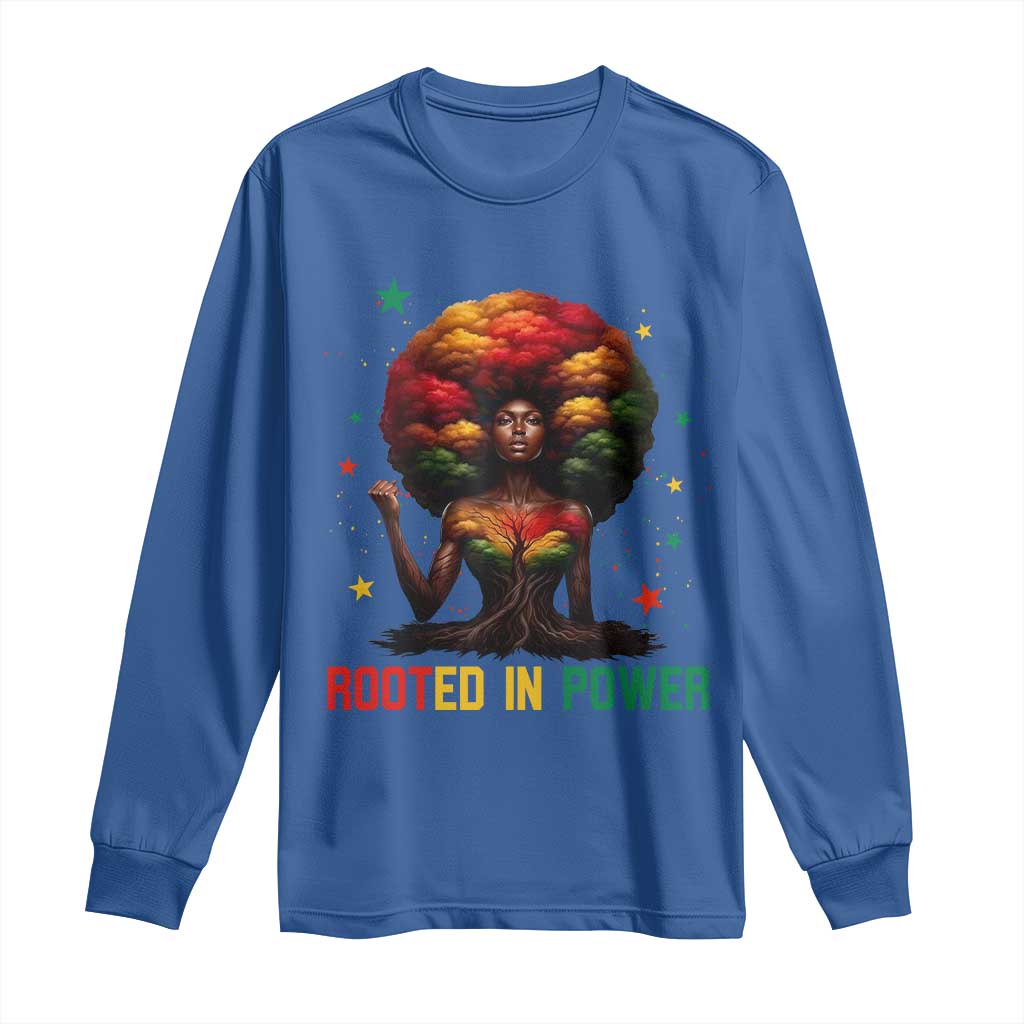Melanin Queen Rooted In Power Long Sleeve Shirt African American Afro Tree Of Life - African Pride