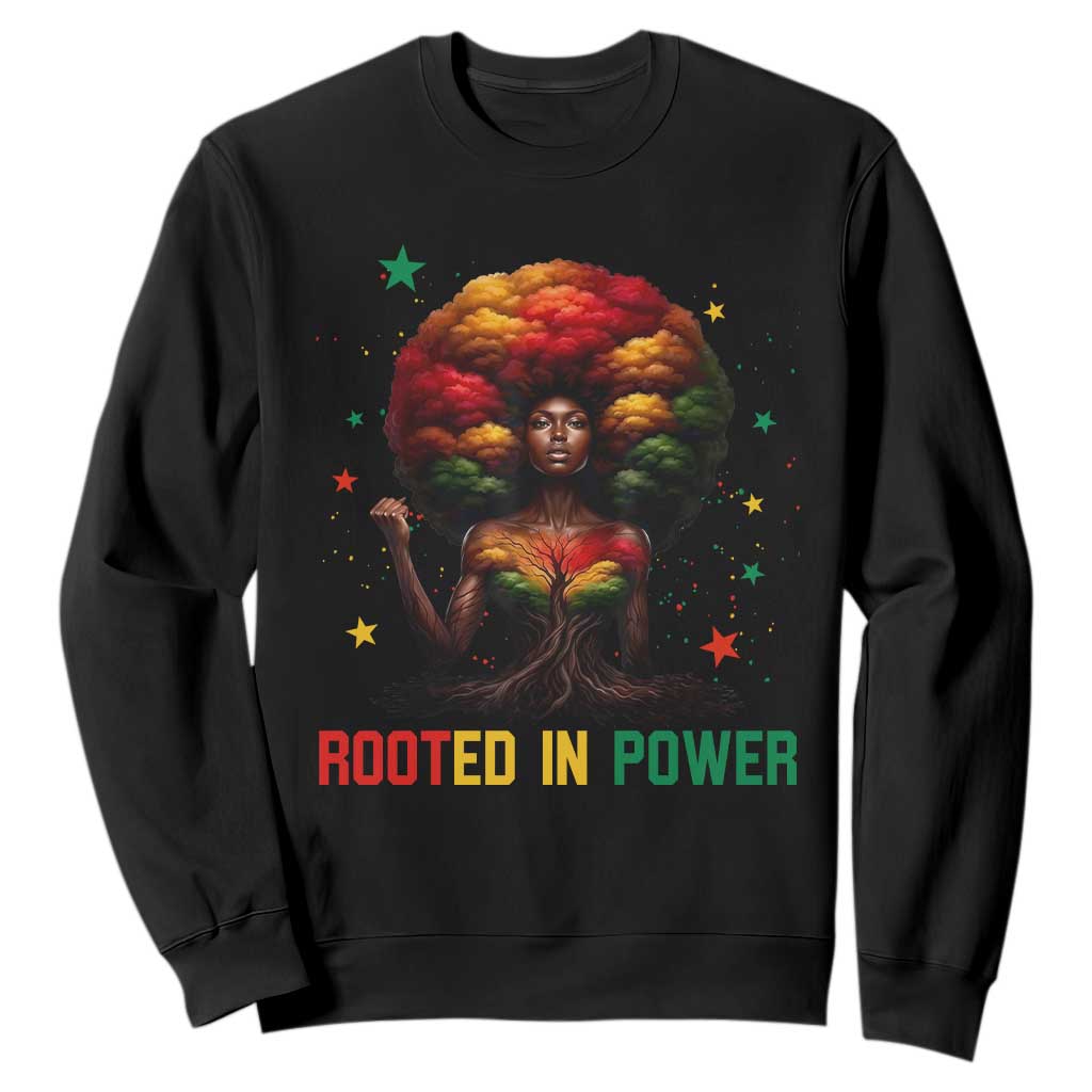 Melanin Queen Rooted In Power Sweatshirt African American Afro Tree Of Life - African Pride