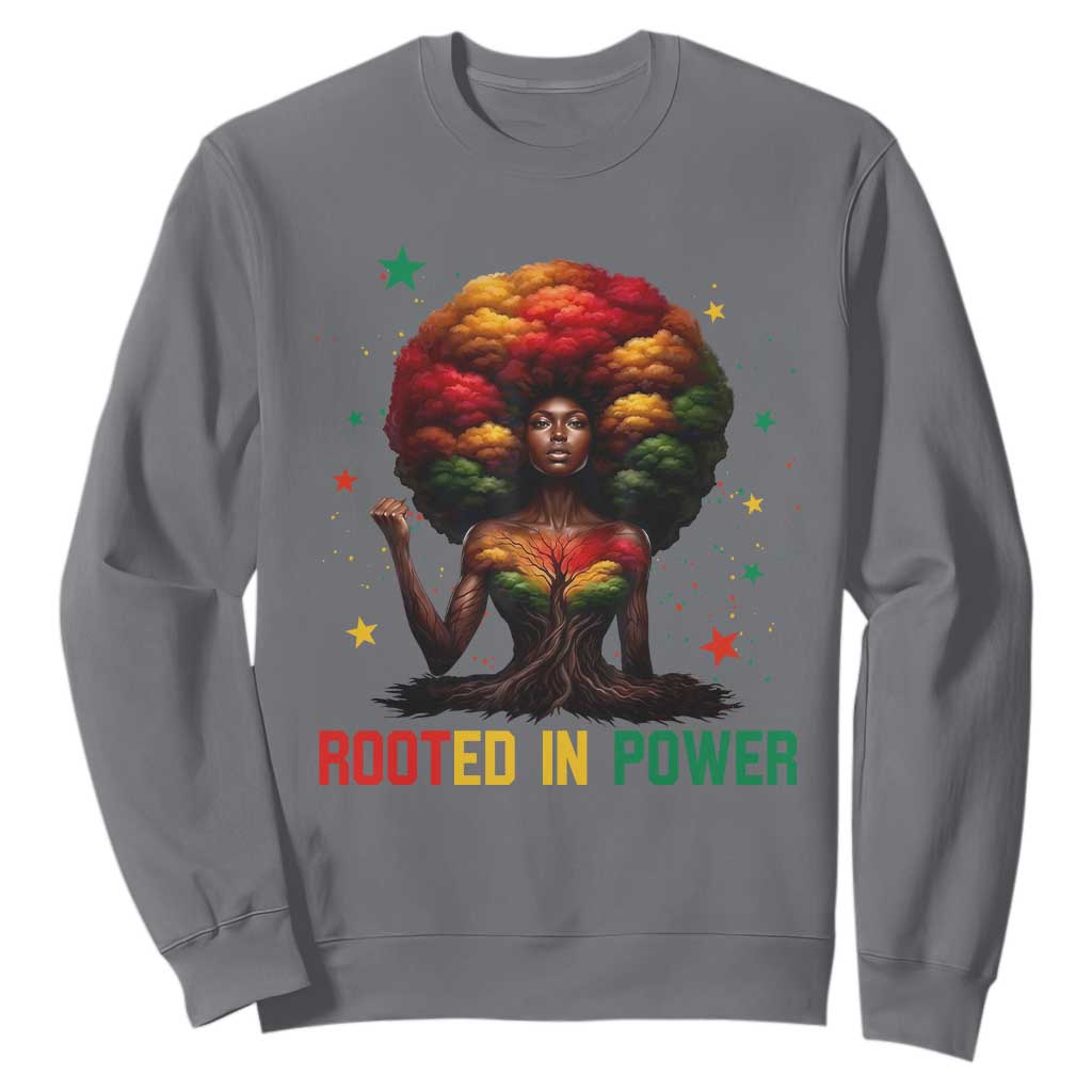 Melanin Queen Rooted In Power Sweatshirt African American Afro Tree Of Life - African Pride
