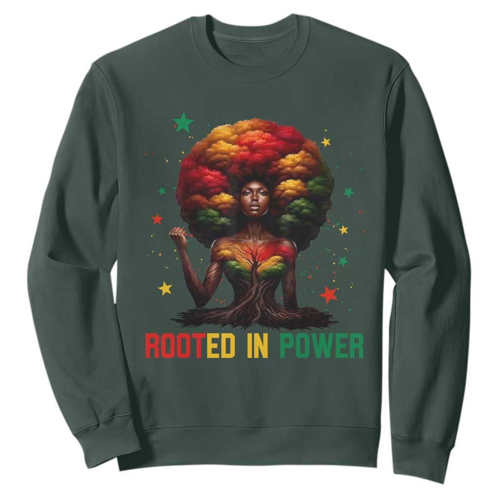 Melanin Queen Rooted In Power Sweatshirt African American Afro Tree Of Life - African Pride