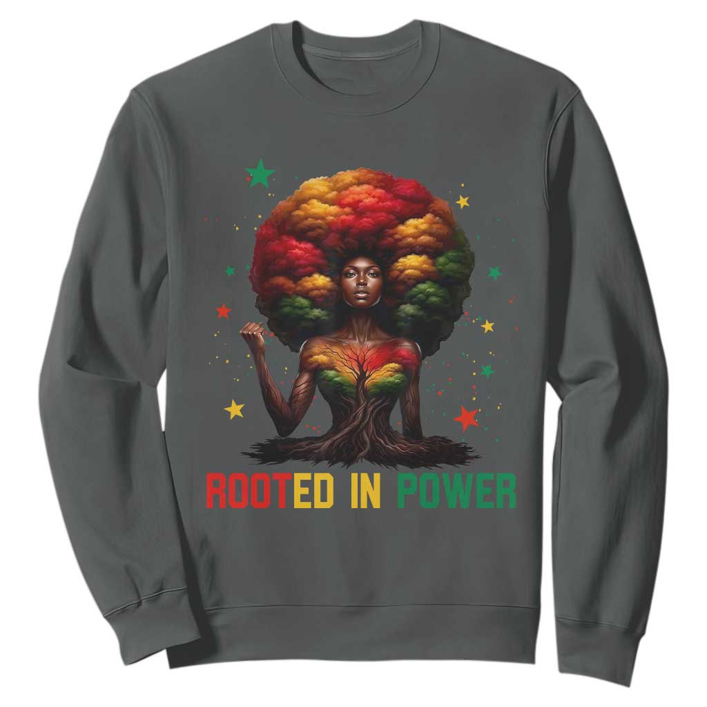 Melanin Queen Rooted In Power Sweatshirt African American Afro Tree Of Life - African Pride