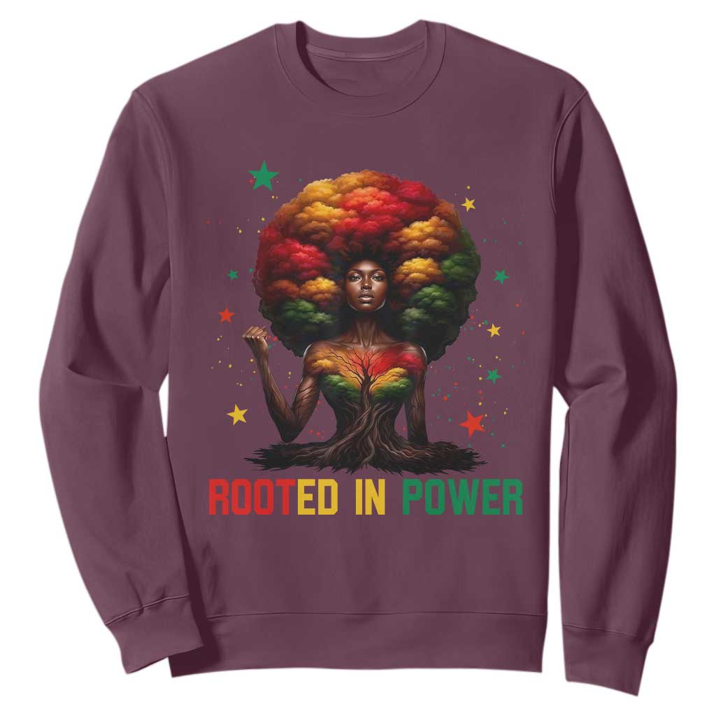 Melanin Queen Rooted In Power Sweatshirt African American Afro Tree Of Life - African Pride