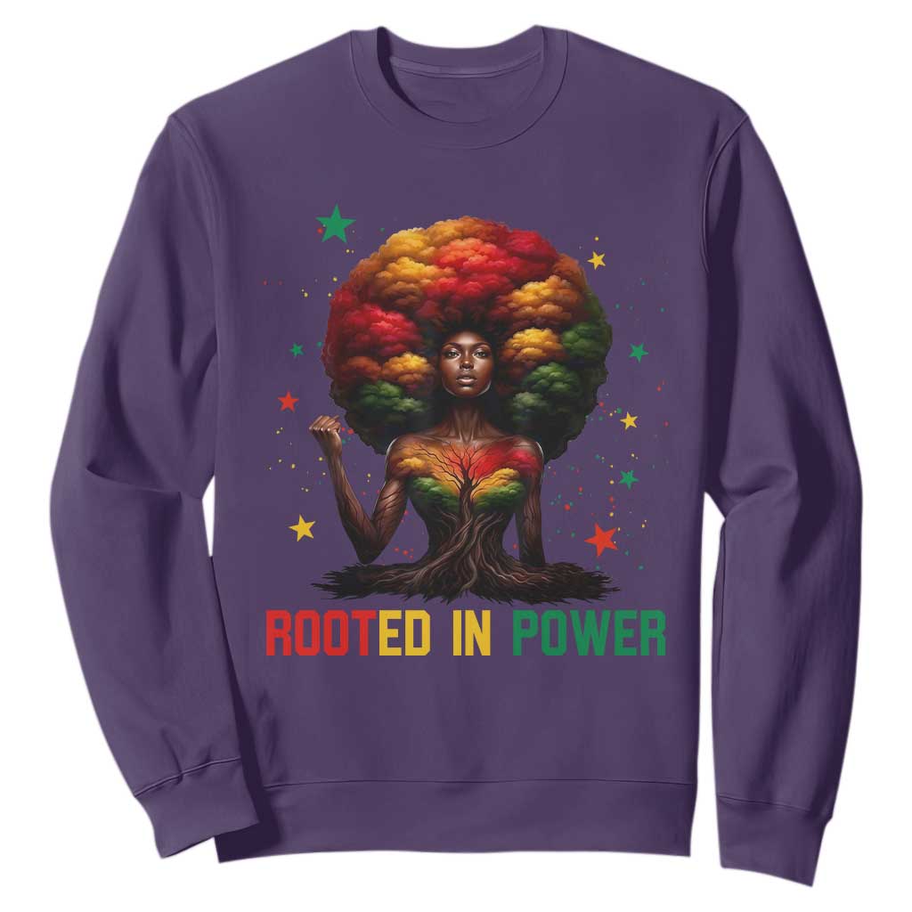 Melanin Queen Rooted In Power Sweatshirt African American Afro Tree Of Life - African Pride
