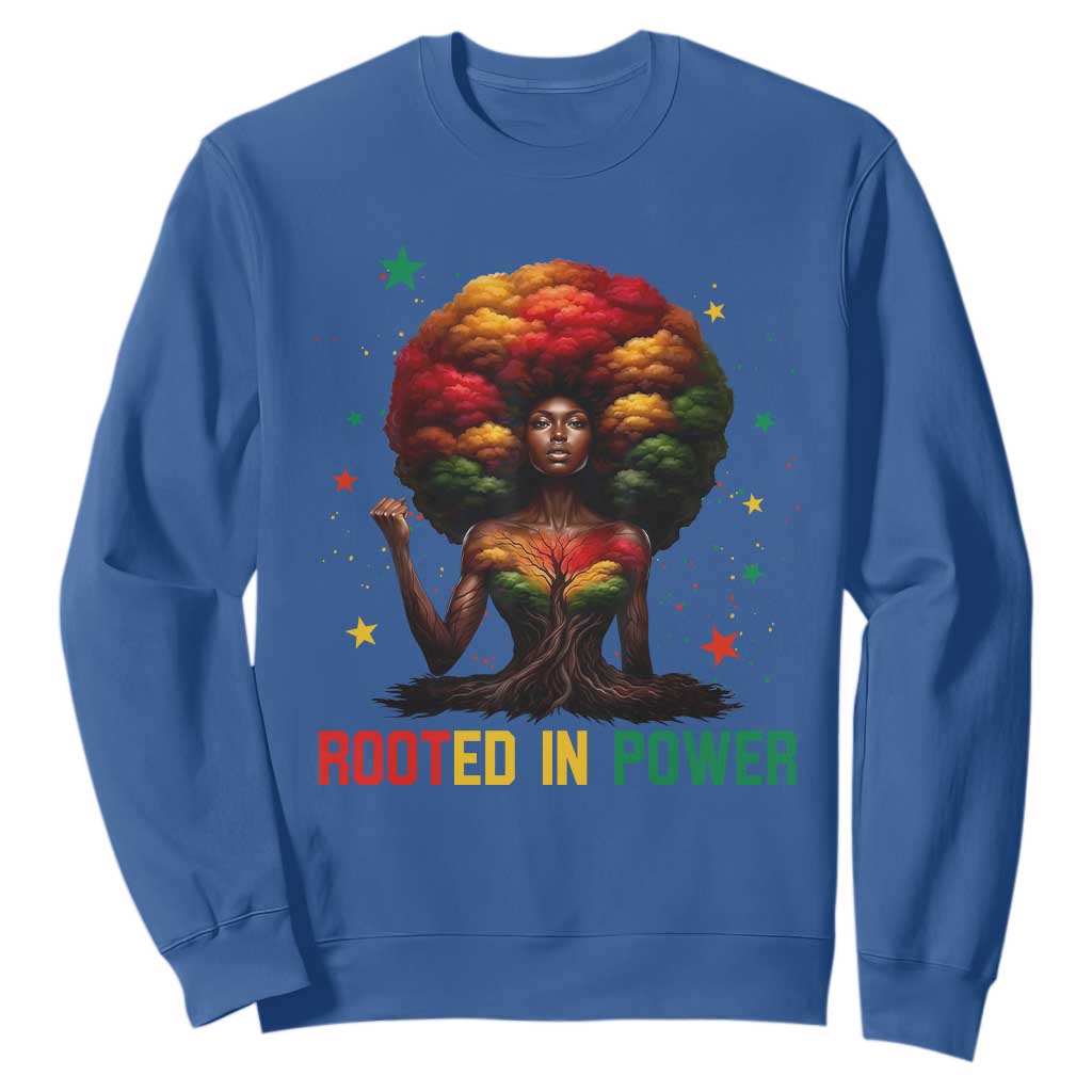 Melanin Queen Rooted In Power Sweatshirt African American Afro Tree Of Life - African Pride