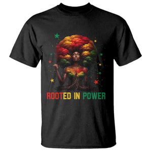 Melanin Queen Rooted In Power T Shirt African American Afro Tree Of Life - African Pride