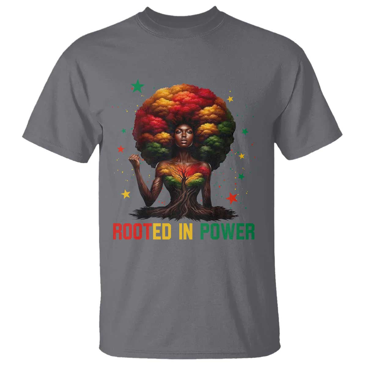 Melanin Queen Rooted In Power T Shirt African American Afro Tree Of Life - African Pride