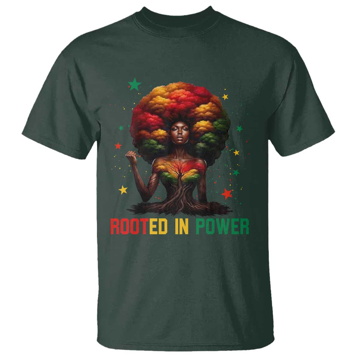 Melanin Queen Rooted In Power T Shirt African American Afro Tree Of Life - African Pride