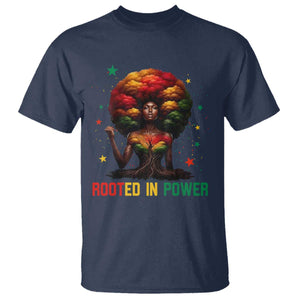 Melanin Queen Rooted In Power T Shirt African American Afro Tree Of Life - African Pride
