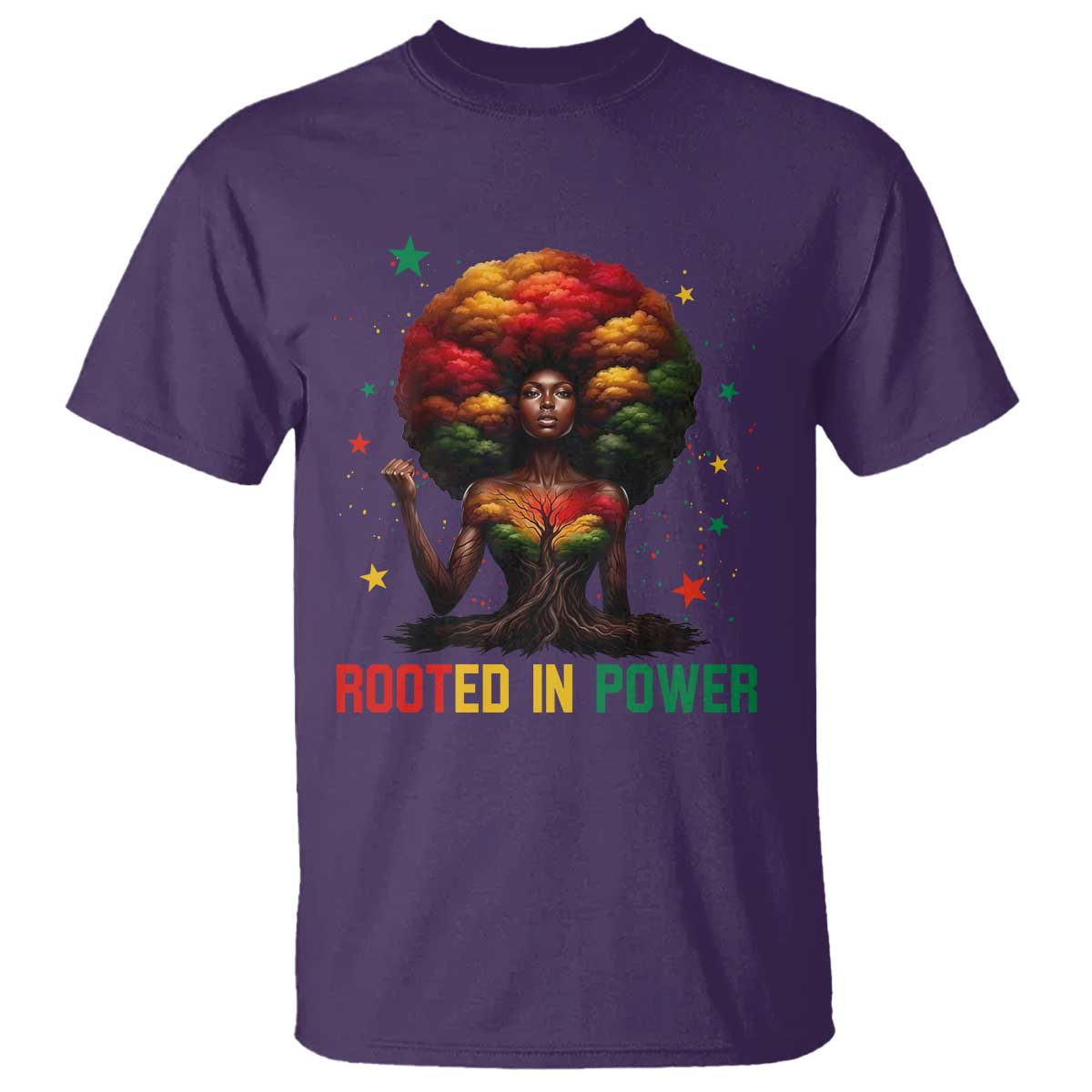 Melanin Queen Rooted In Power T Shirt African American Afro Tree Of Life - African Pride