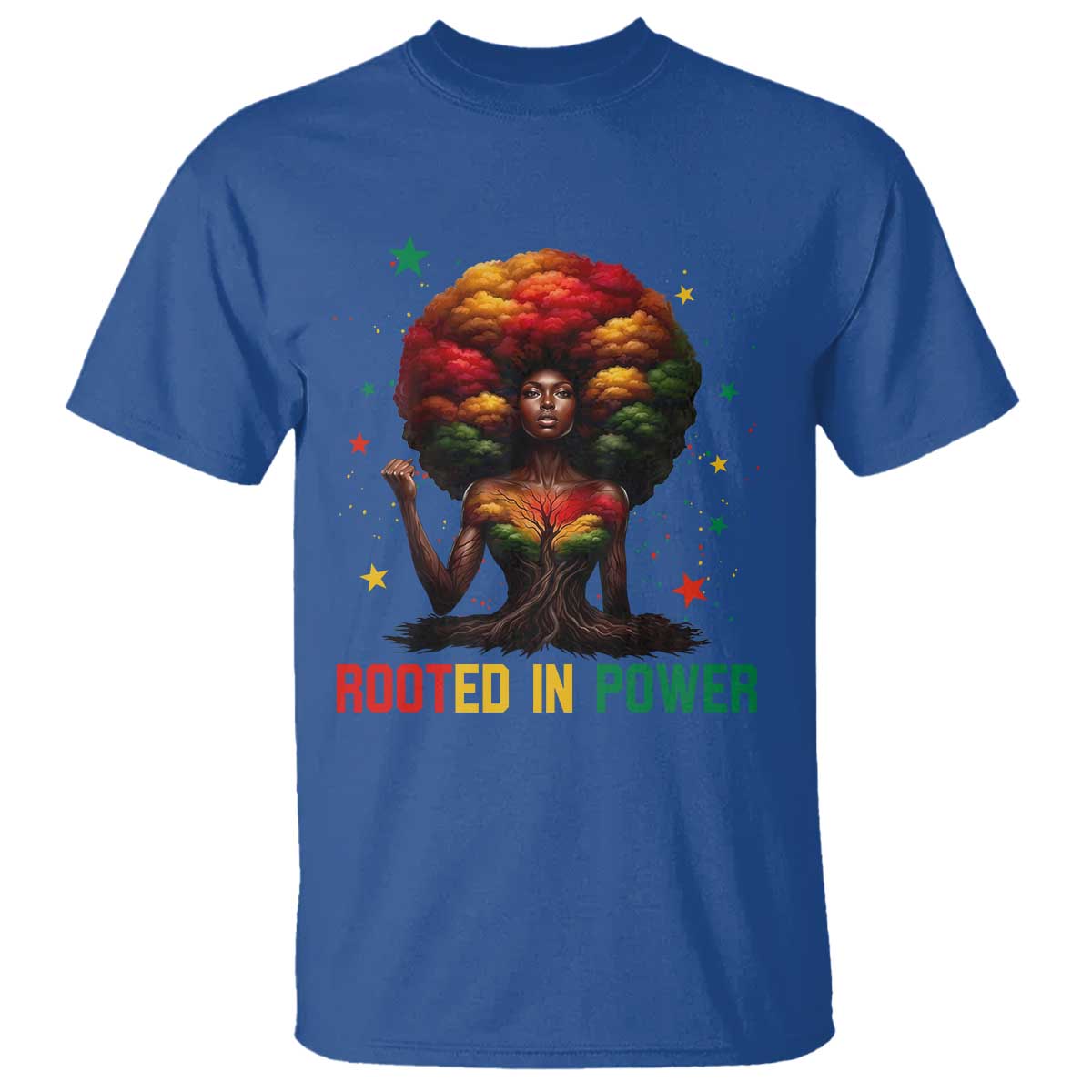 Melanin Queen Rooted In Power T Shirt African American Afro Tree Of Life - African Pride
