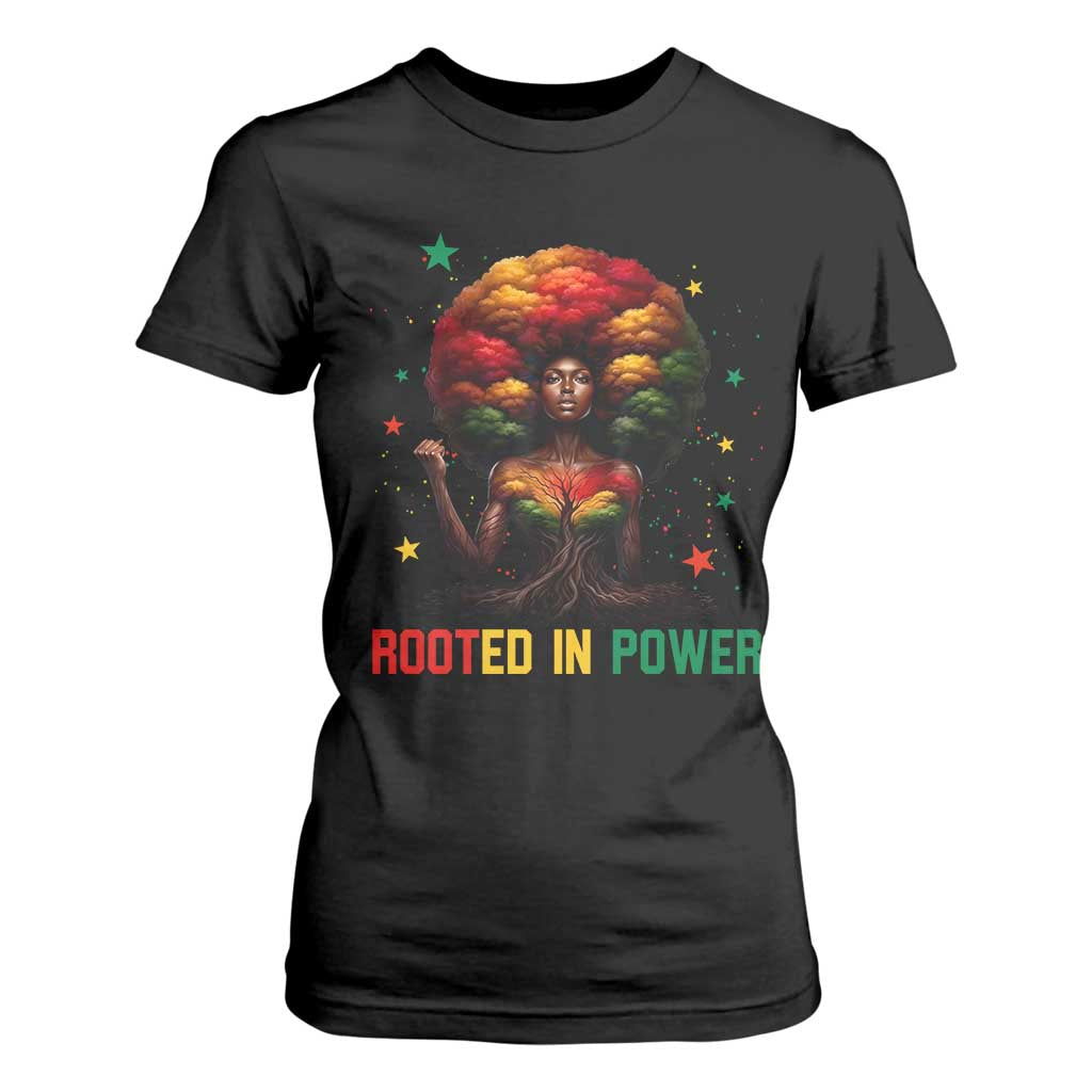 Melanin Queen Rooted In Power T Shirt For Women African American Afro Tree Of Life - African Pride