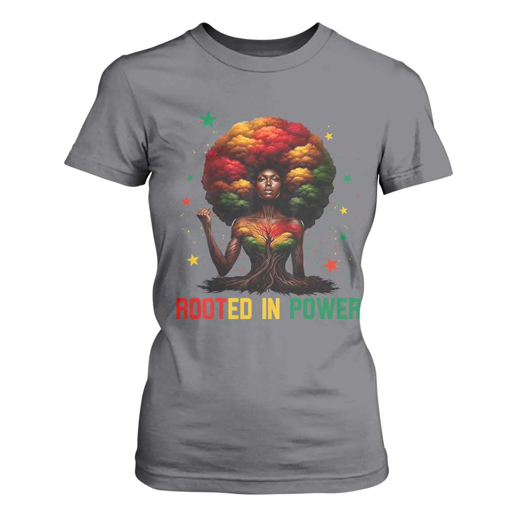 Melanin Queen Rooted In Power T Shirt For Women African American Afro Tree Of Life - African Pride