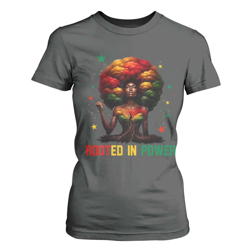 Melanin Queen Rooted In Power T Shirt For Women African American Afro Tree Of Life - African Pride