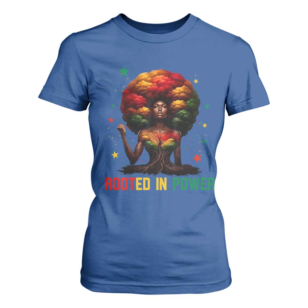 Melanin Queen Rooted In Power T Shirt For Women African American Afro Tree Of Life - African Pride