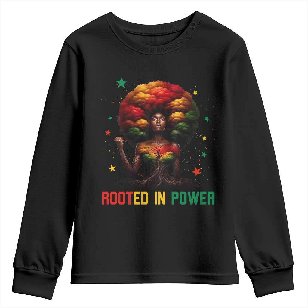 Melanin Queen Rooted In Power Youth Sweatshirt African American Afro Tree Of Life - African Pride