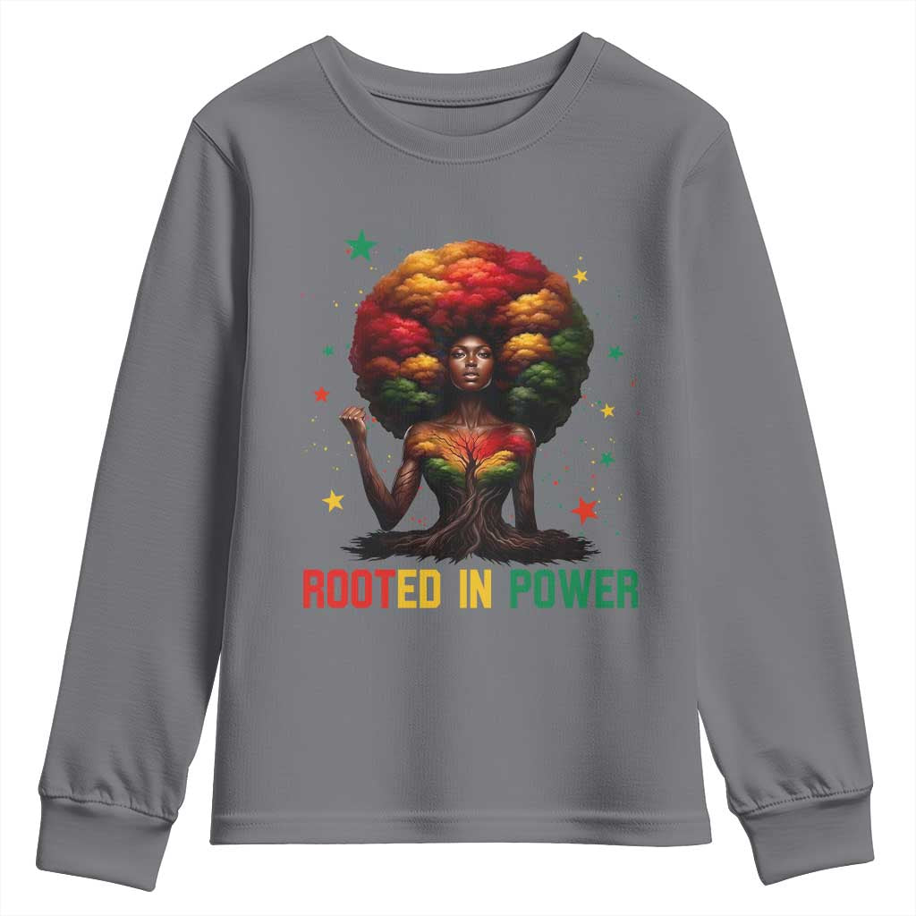 Melanin Queen Rooted In Power Youth Sweatshirt African American Afro Tree Of Life - African Pride