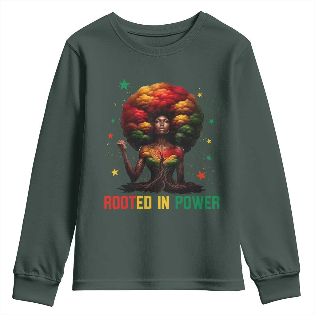 Melanin Queen Rooted In Power Youth Sweatshirt African American Afro Tree Of Life - African Pride