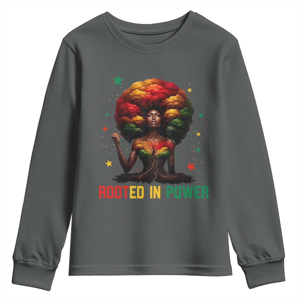 Melanin Queen Rooted In Power Youth Sweatshirt African American Afro Tree Of Life - African Pride