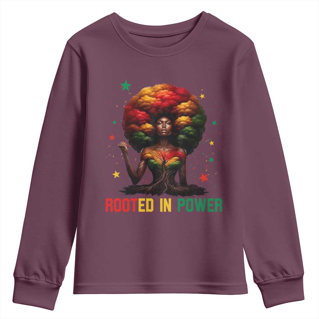 Melanin Queen Rooted In Power Youth Sweatshirt African American Afro Tree Of Life - African Pride