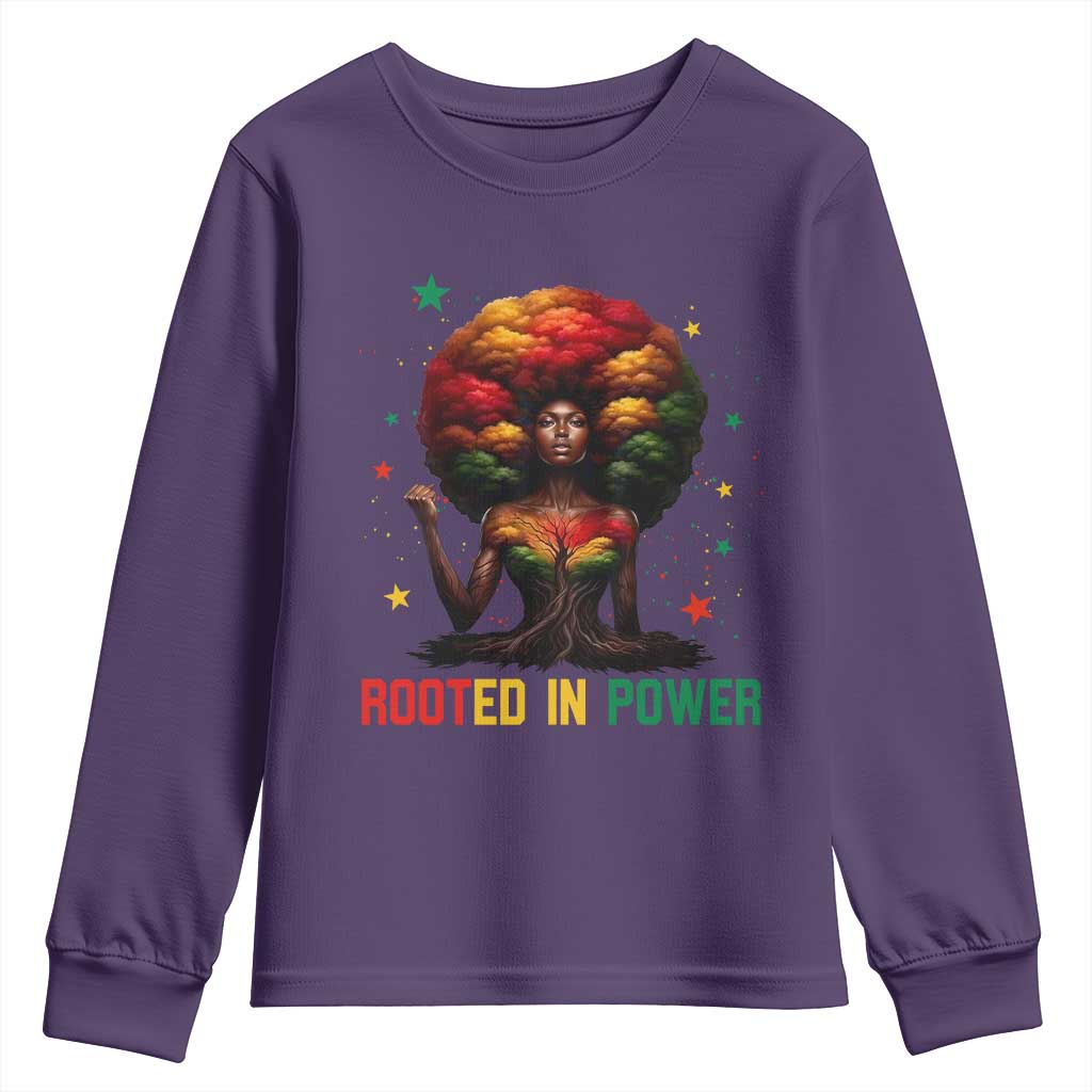 Melanin Queen Rooted In Power Youth Sweatshirt African American Afro Tree Of Life - African Pride