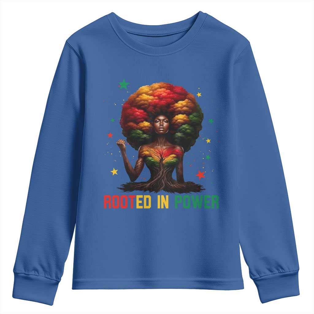Melanin Queen Rooted In Power Youth Sweatshirt African American Afro Tree Of Life - African Pride