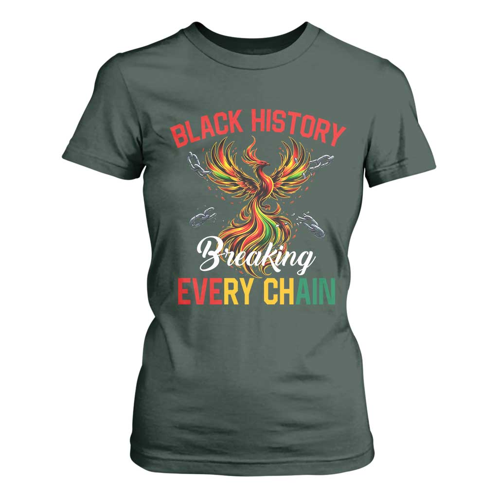 Phoenix Rising Breaking Every Chain T Shirt For Women Black History Month Freedom Gift - African Pride