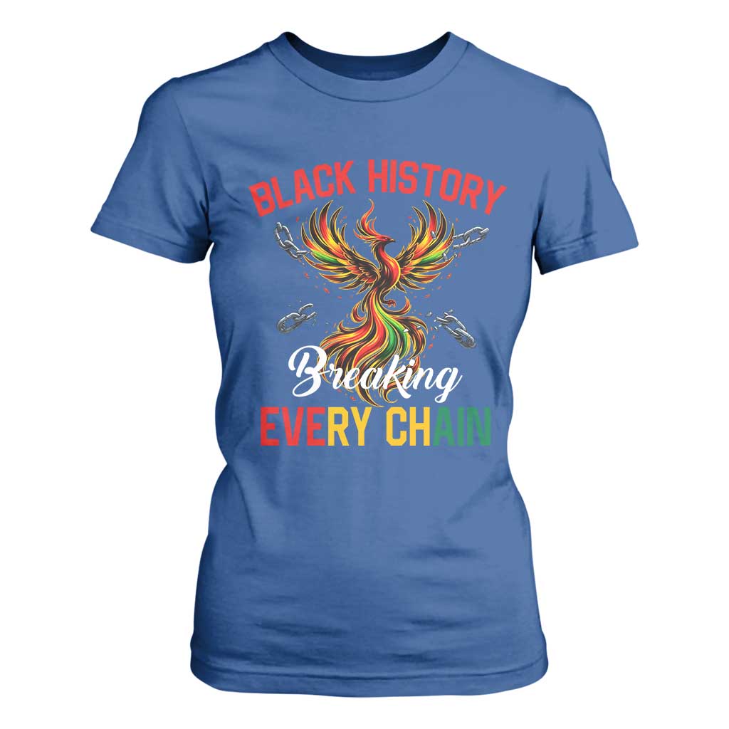 Phoenix Rising Breaking Every Chain T Shirt For Women Black History Month Freedom Gift - African Pride