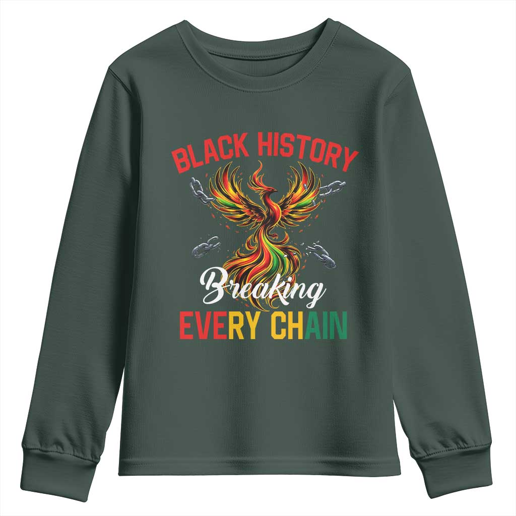 Phoenix Rising Breaking Every Chain Youth Sweatshirt Black History Month Freedom Gift - African Pride
