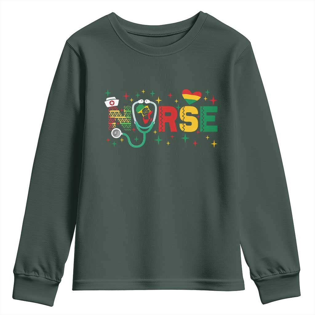 Proud Black Nurse Youth Sweatshirt Black History Month Gift - African Pride