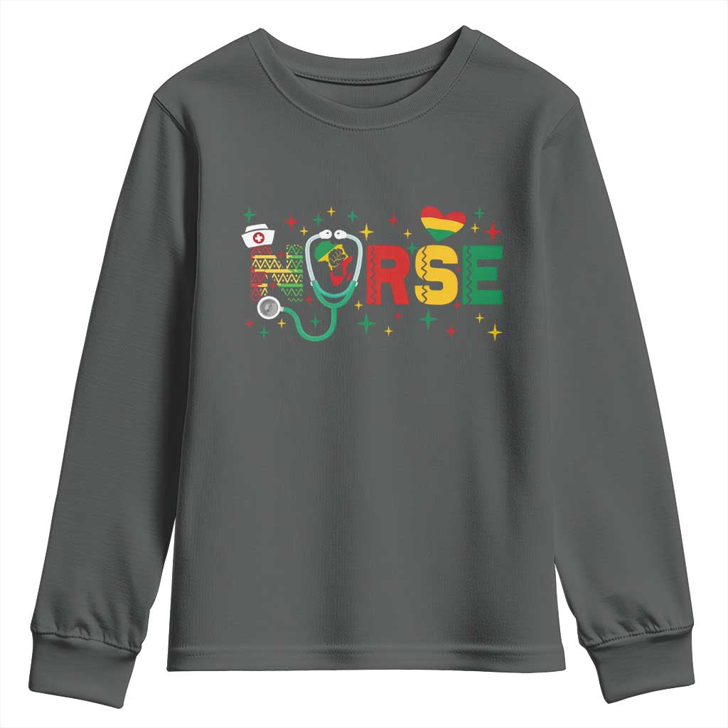 Proud Black Nurse Youth Sweatshirt Black History Month Gift - African Pride