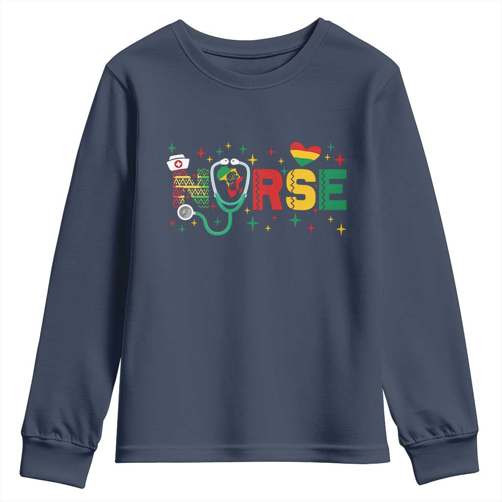 Proud Black Nurse Youth Sweatshirt Black History Month Gift - African Pride