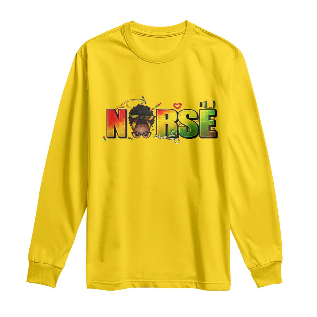 Proud Black Nurse Long Sleeve Shirt Black History Month Healthcare Gift - African Pride