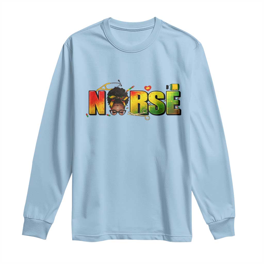 Proud Black Nurse Long Sleeve Shirt Black History Month Healthcare Gift - African Pride