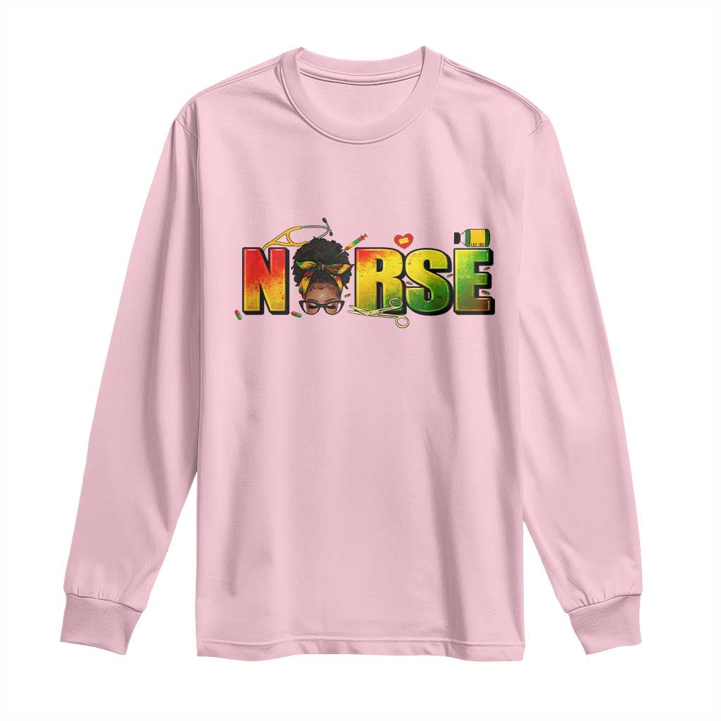 Proud Black Nurse Long Sleeve Shirt Black History Month Healthcare Gift - African Pride