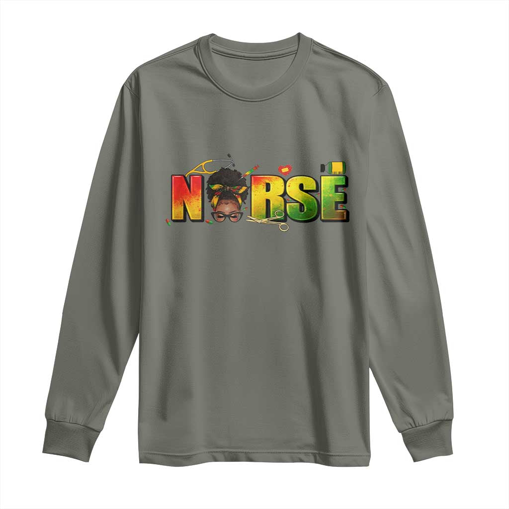 Proud Black Nurse Long Sleeve Shirt Black History Month Healthcare Gift - African Pride