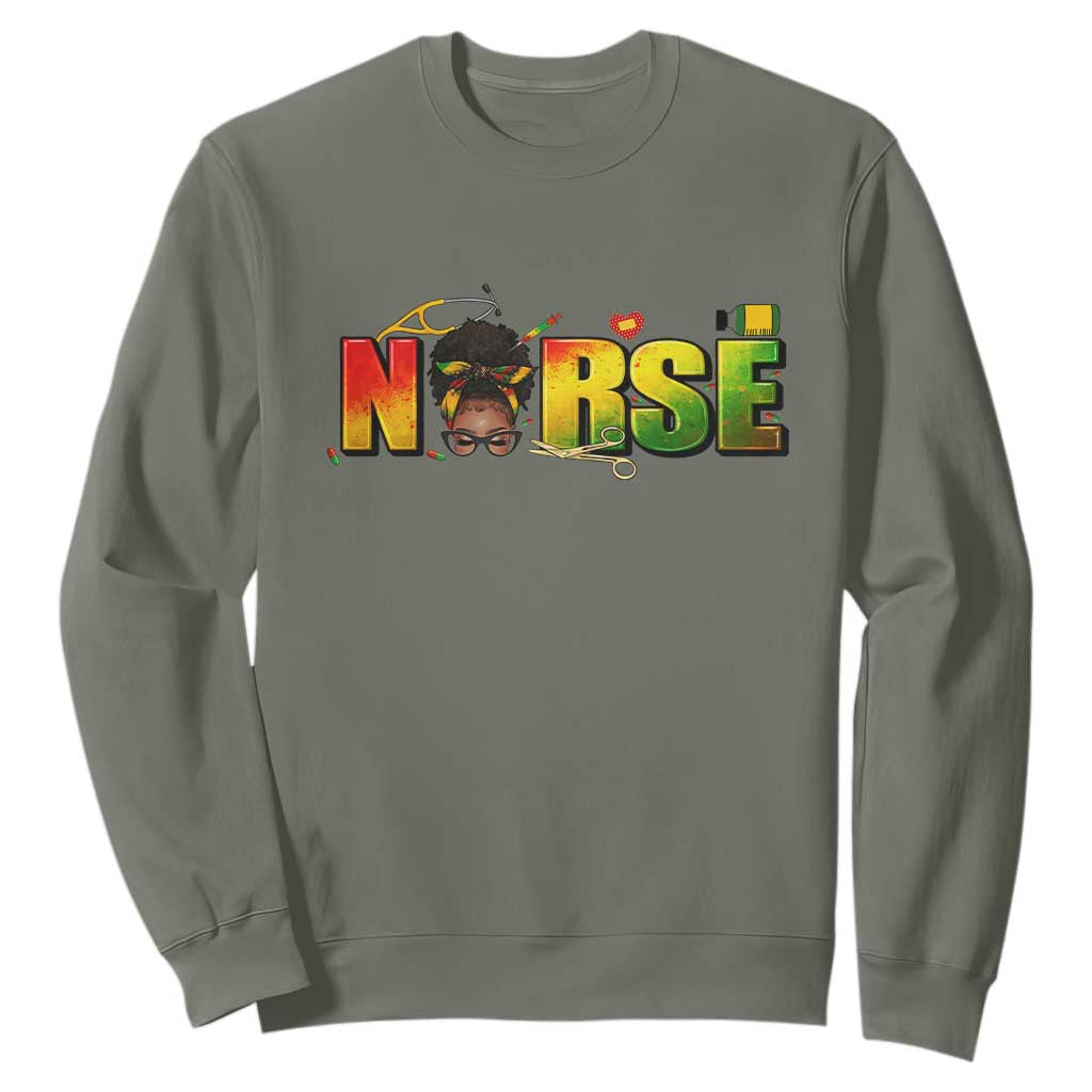 Proud Black Nurse Sweatshirt Black History Month Healthcare Gift - African Pride