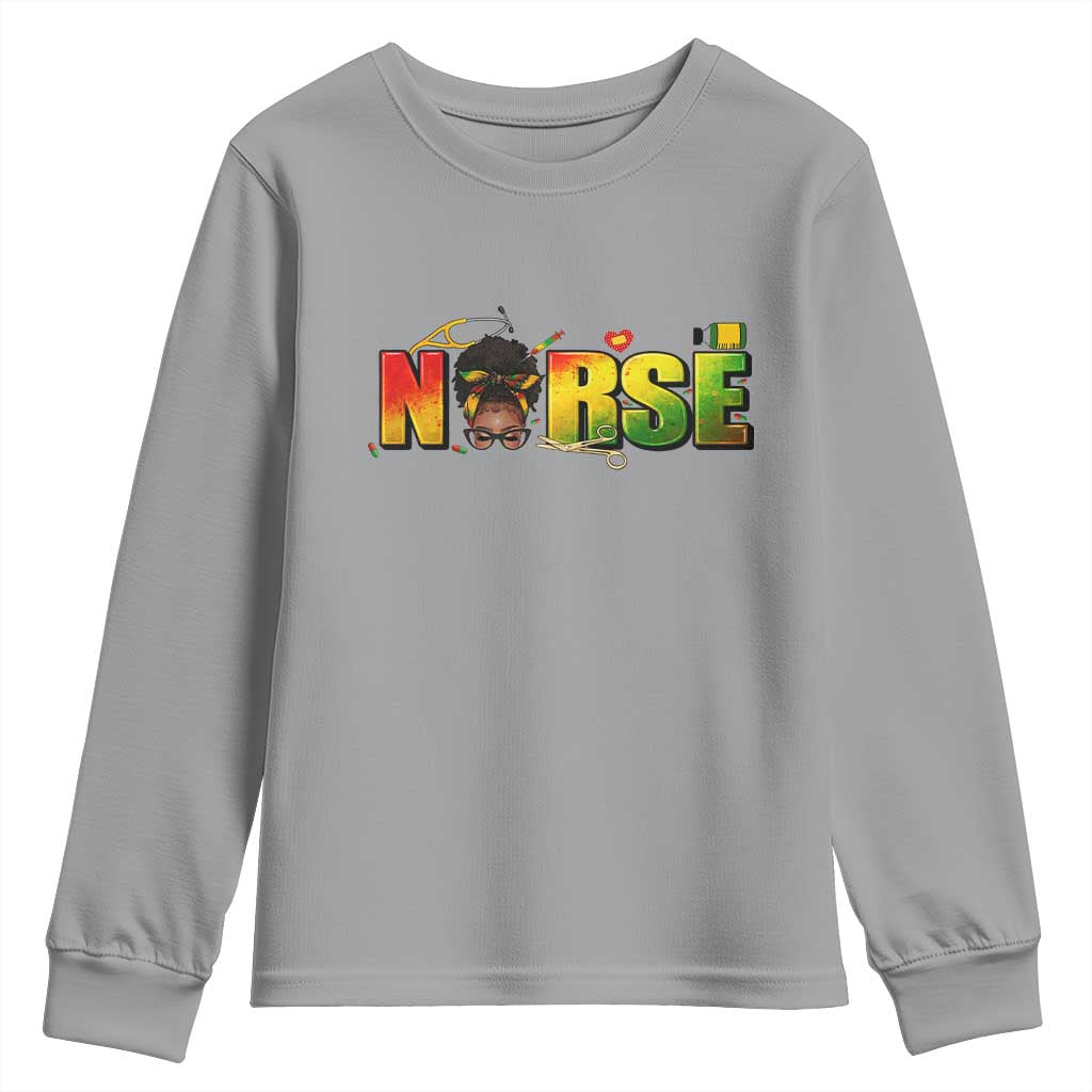 Proud Black Nurse Youth Sweatshirt Black History Month Healthcare Gift - African Pride