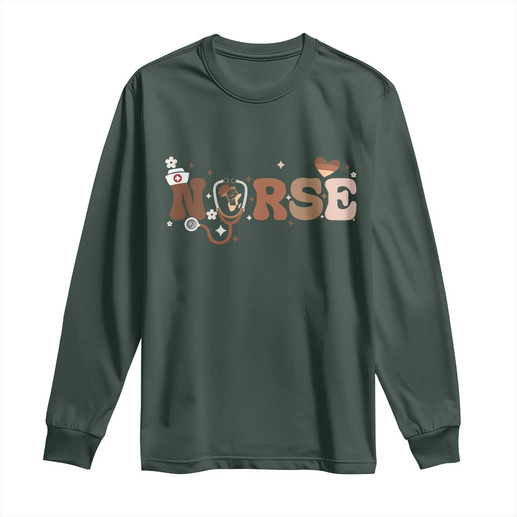 Strong Black Nurse Long Sleeve Shirt African American Healthcare Hero Gift - African Pride