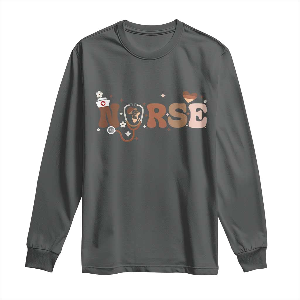 Strong Black Nurse Long Sleeve Shirt African American Healthcare Hero Gift - African Pride