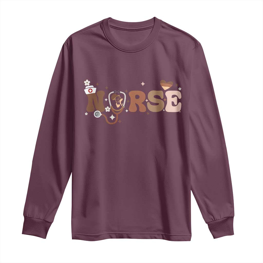 Strong Black Nurse Long Sleeve Shirt African American Healthcare Hero Gift - African Pride