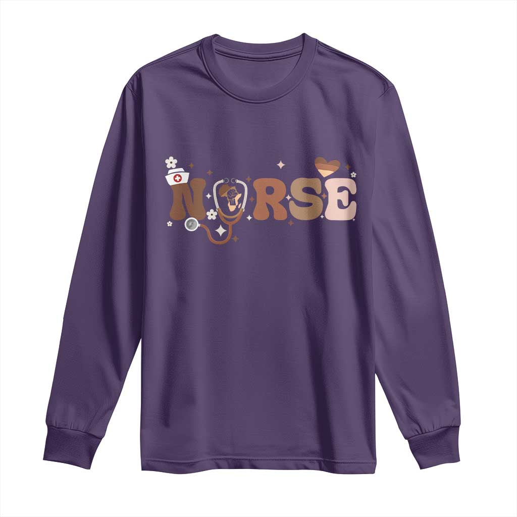 Strong Black Nurse Long Sleeve Shirt African American Healthcare Hero Gift - African Pride