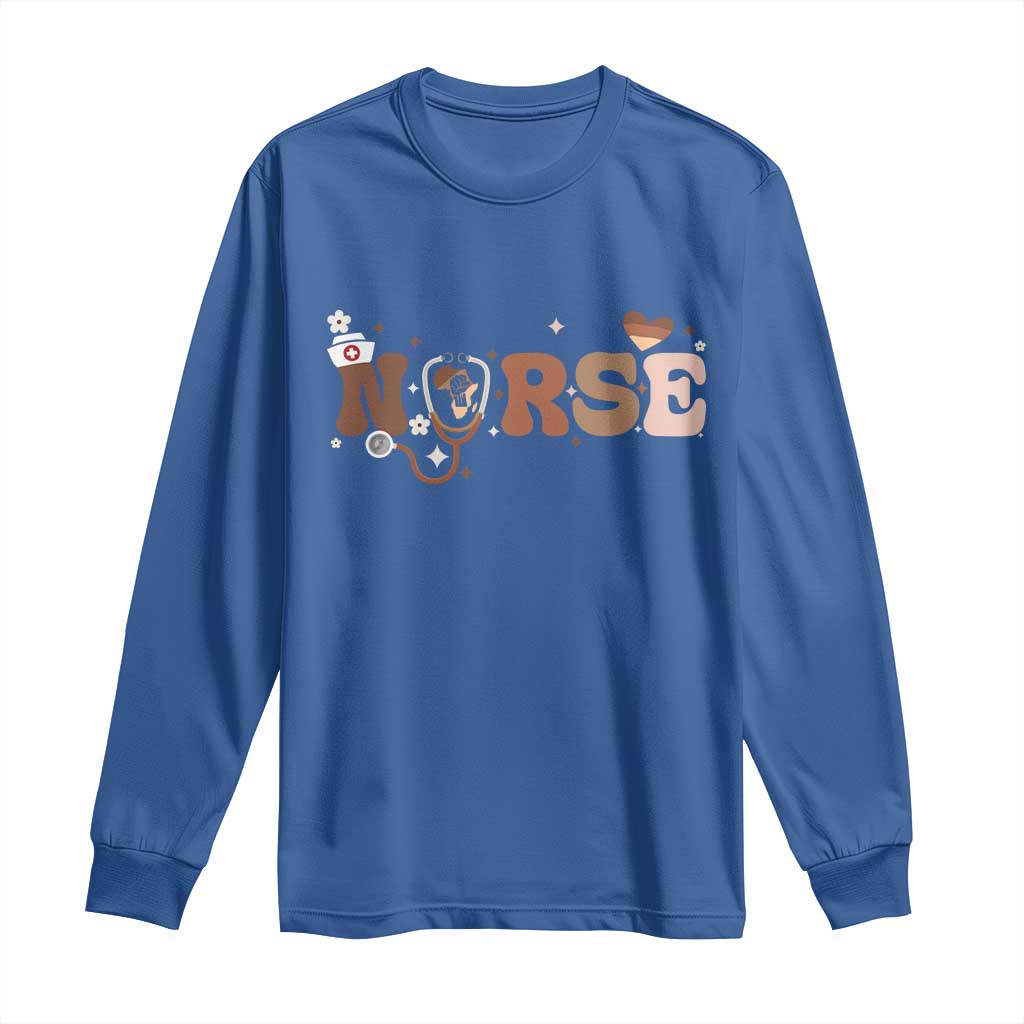 Strong Black Nurse Long Sleeve Shirt African American Healthcare Hero Gift - African Pride