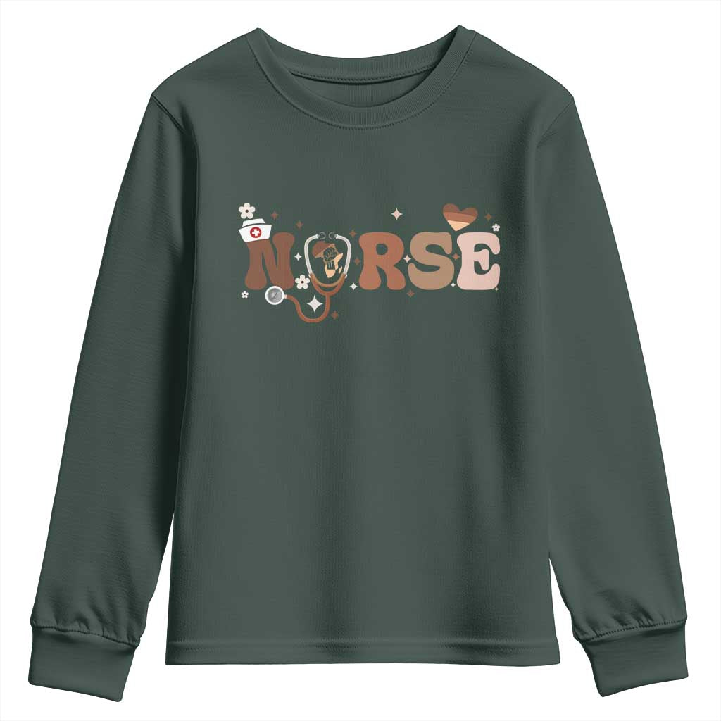 Strong Black Nurse Youth Sweatshirt African American Healthcare Hero Gift - African Pride