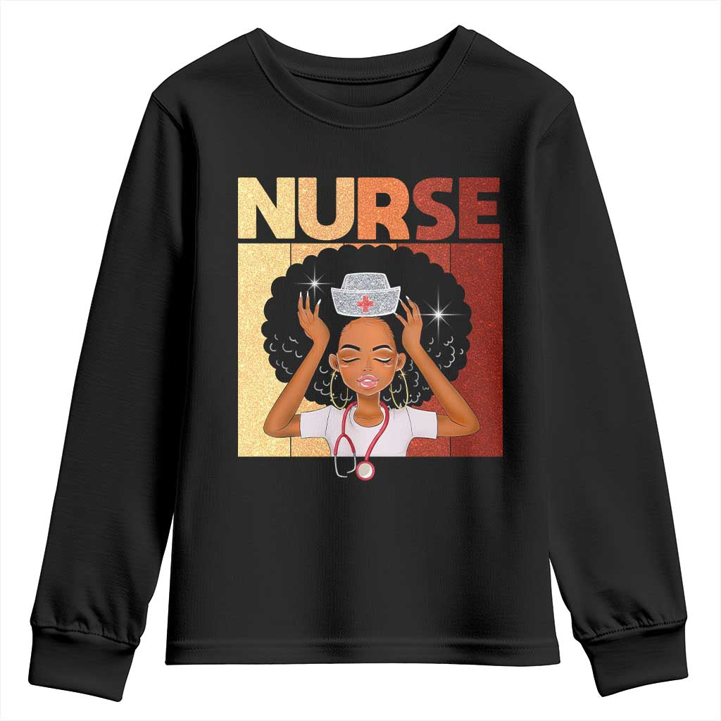 Strong Black Nurse Youth Sweatshirt Black History Medical Professional Gift - African Pride