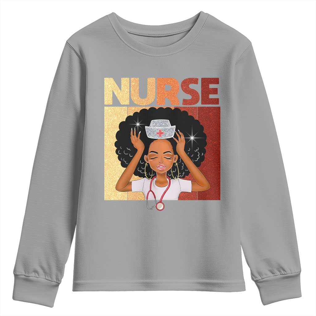 Strong Black Nurse Youth Sweatshirt Black History Medical Professional Gift - African Pride